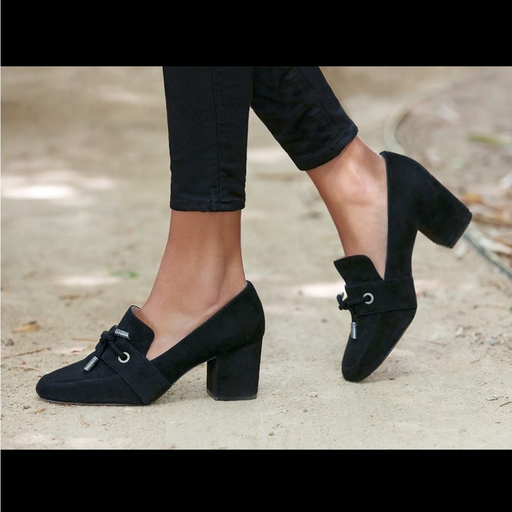 Sole Society Matador Black Block Heel Loafers
